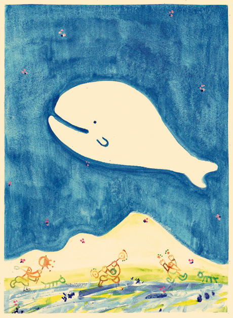 みなちがイラスト「空飛ぶクジラ」